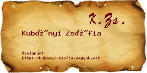Kubányi Zsófia névjegykártya